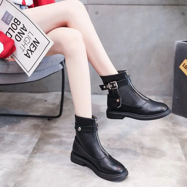 

Martin Boots Women's 2019 New Style British Style Versatile Years Autumn Fashion INS Online Celebrity Chunky-Heel Semi-high Heel