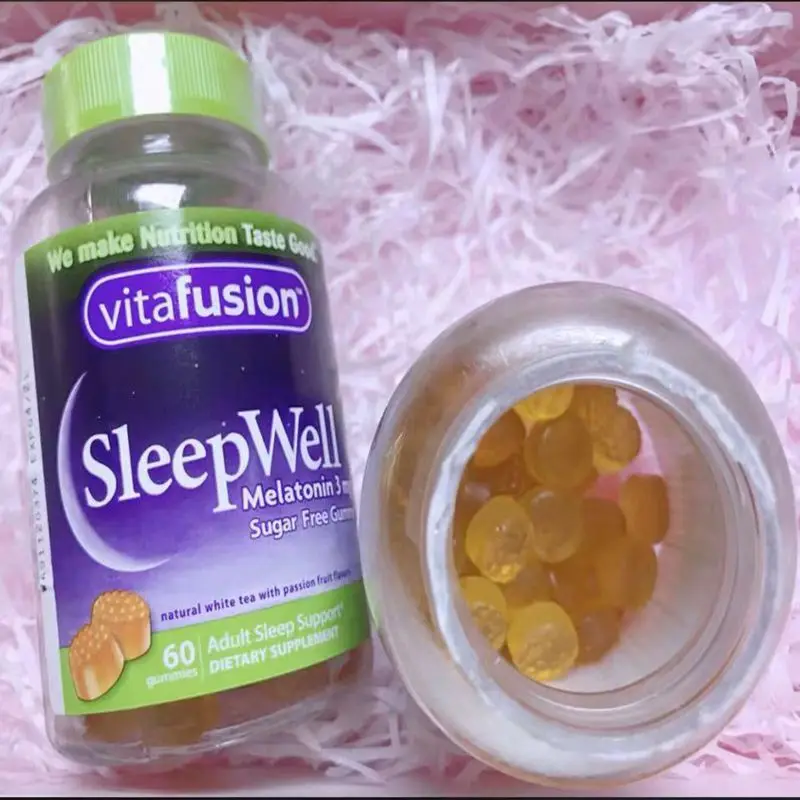 

American vitafusion melatonin festival sleepwell VF sleeping sugar bottle sleep aid soft sugar 60 Tablets of melanin Non liquid