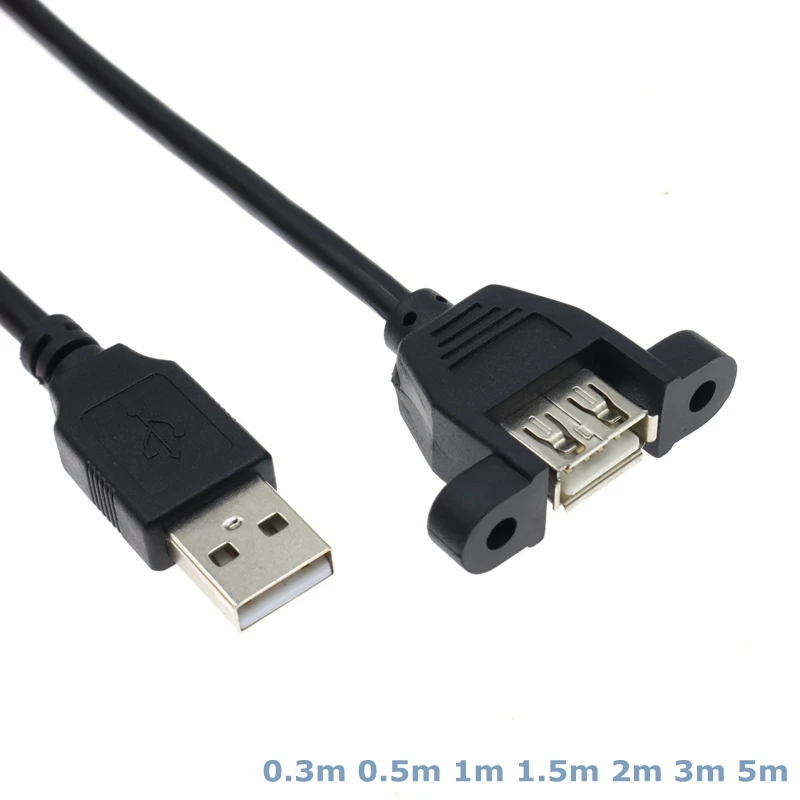 USB 2.0 Male-to-Female Extension Cable (0.3m-5m) with Panel Mounting Screw Holes for Industrial Control Chassis Description Image.This Product Can Be Found With The Tag Names Cheap Computer Cables Connectors, Computer Cables Connectors, Computer Office, High Quality Computer Office