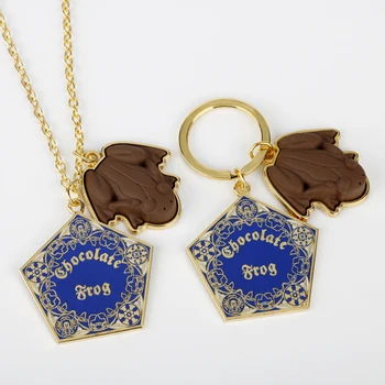 

HP Fantastic Beasts Chocolate Frog Gold Metal Pendant Keychain Necklace Hogwarts School Keyring Chain Ornament Cosplay Jewelry