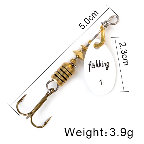 FISH KING Spinner Bait 3.9g 4.6g 7.4g 10.8g 15g Spoon Lures pike Metal With Treble Hooks Arttificial Bass Bait Fishing Lure as photo