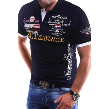 

ZOGAA 2019 Men Fashion Polo Shirt Short-sleeved Casual Turn-down Collar Cotton Men Tops Letter Printed Slim Fit Men Shirts Polo