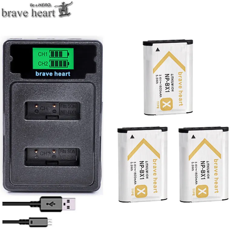 NP BX1 акумуляторная батарея NP-BX1 Батарея+ type-c светодиодный Зарядное устройство для sony комплектующие фотоаппарата sony DSC RX1 RX100 AS100V M3 M2 HX300 HX400 HX50 HX60 GWP88 AS15 WX350 - Цвет: charger and 3battery