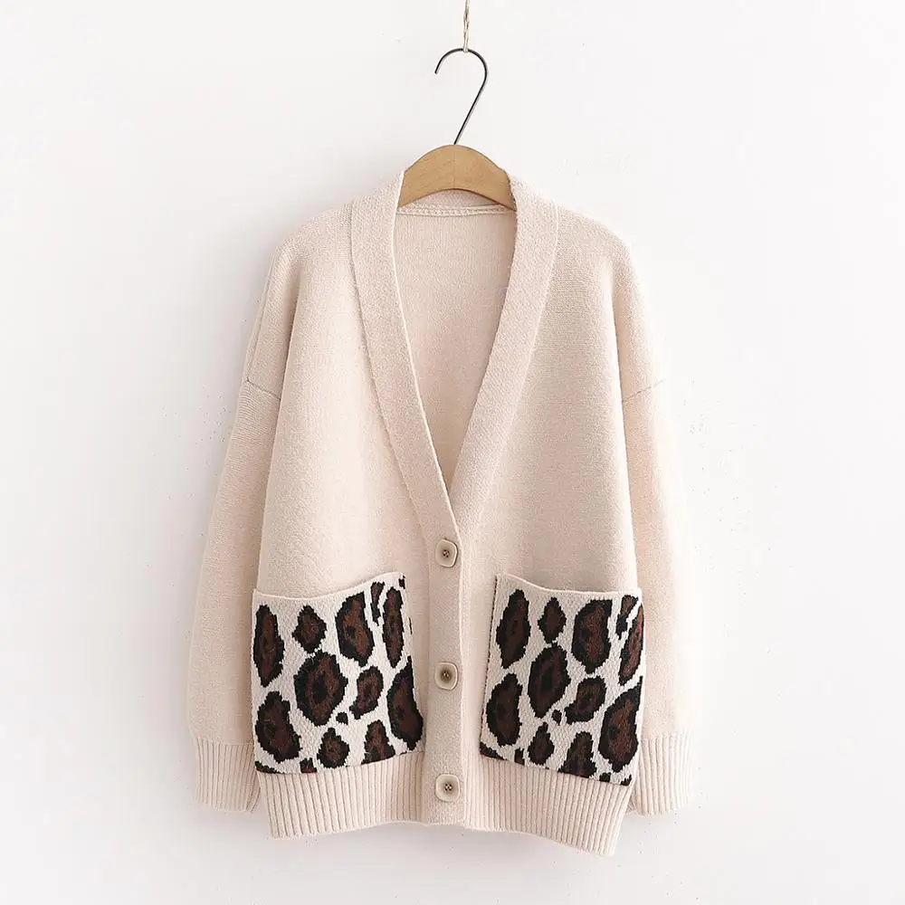 

Fall and Winter 2019 lady Knit Cardigans Japanese style Casual V-collar sweater