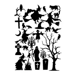 Новое поступление счастливый Хэллоуин ведьмы створки стикер украшения на окна для дома Наклейка Декор художественные Переводные обои