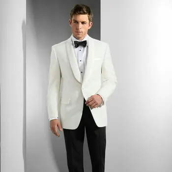 

Ivory Men Suits Shawl Lapel Wedding Suits Groom Custom Made Bridegroom Tuxedos Slim Fit Formal Evening Prom Blazer Jacket+Pants