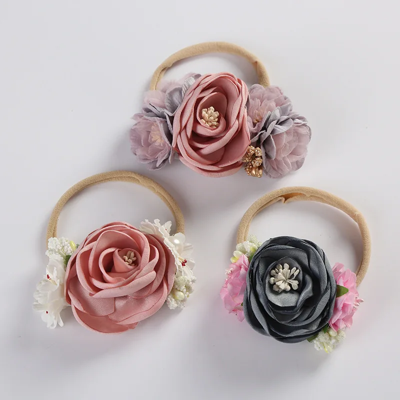 Европейский и американский лидер продаж, праздничная Цветочная повязка на голову для детей, милый цветок ручной работы, богемная детская лента для волос, головной убор