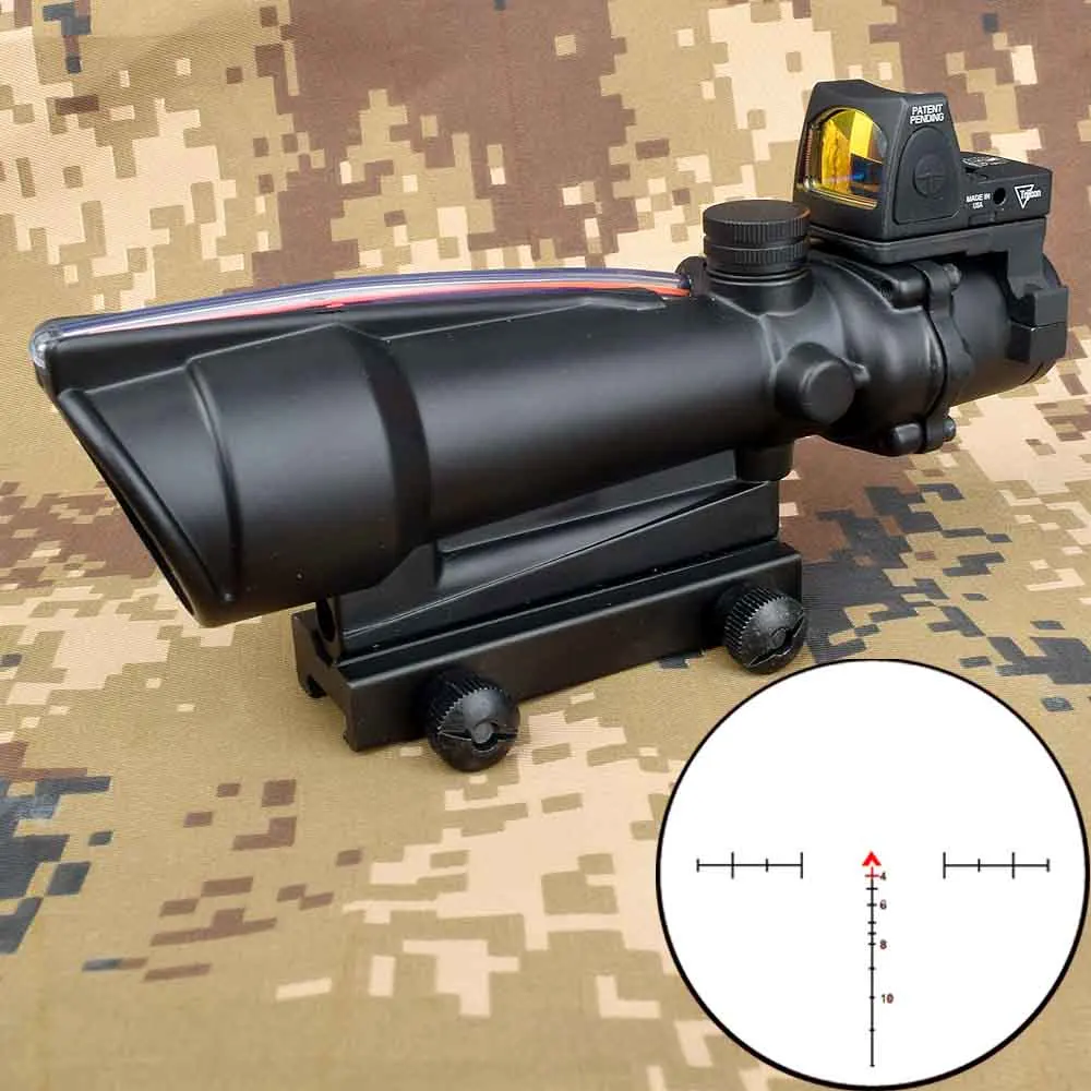 5X35 ACOG охотничий прицел BDC шеврон Подкова Сетка оптические прицелы с красной точкой для тактической винтовки cal. 223. 308 - Цвет: Бежевый