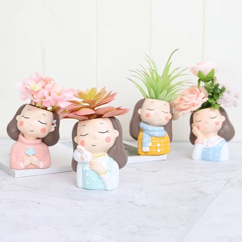 

New winter girls avatar fleshy flower pot micro landscape garden decoration office decompression cute ornaments gifts