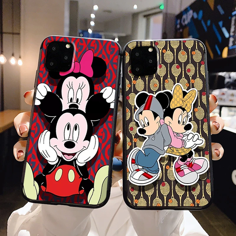 

Classic anime Mickey and Minnie soft case for iPhone 11 11pro x xr xs max 6s 7 8 plus 5 SE2020 Black silicone mobile phone cover