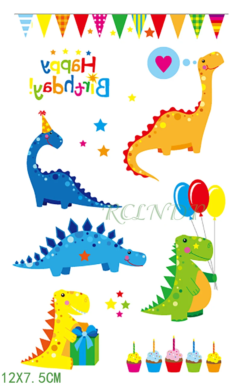 Водонепроницаемая Временная тату-наклейка с изображением динозавра звезды