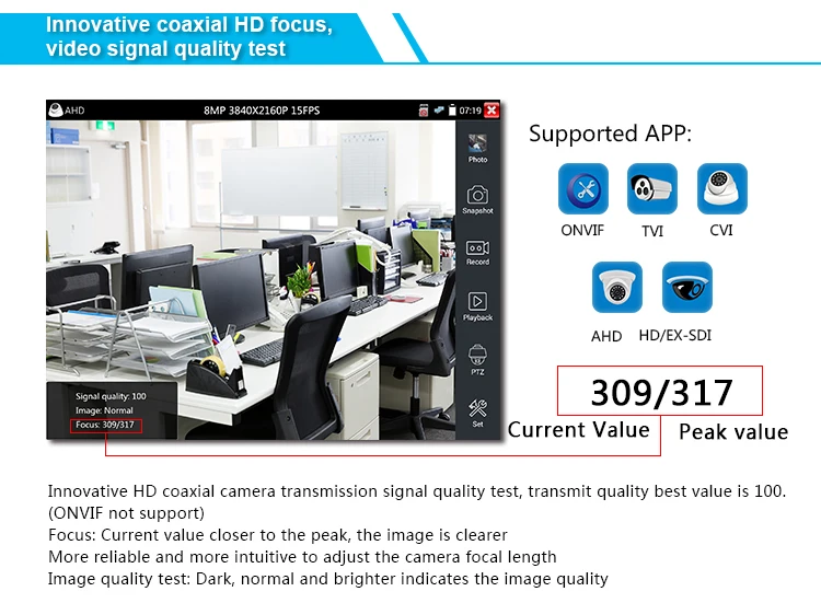 Tester para Sdi Controlador de Ptz com Tdr Tester Cctv Touch Screen Câmera ip Cvi Tvi Ahd 4k H.265 Teste X9adh X9movtadhs 8 9 câmera IP tester para SDI CVI TVI