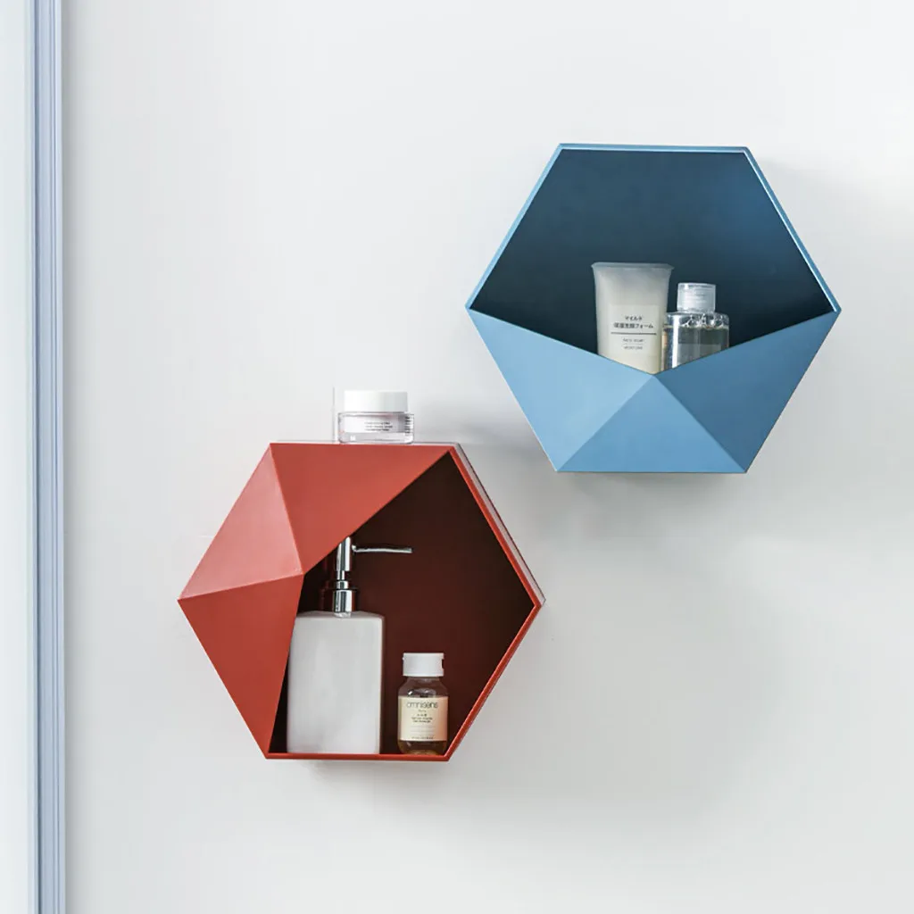 Стеллаж для хранения в форме гостиной настенный геометрический Настенный декор настенная полка для ванной комнаты Стеллаж для хранения