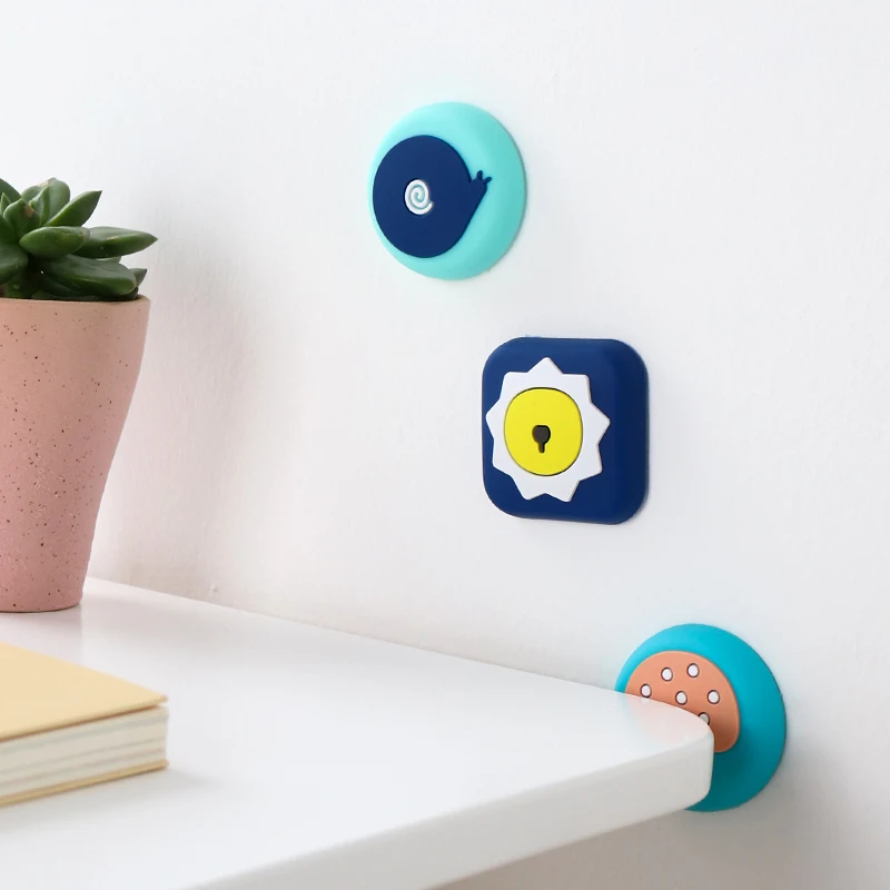 Cute Creative Wall Protector Door Handle Bumper Guard Stopper For Door Sticker Self Adhesive Rubber Crash Pad Stops
