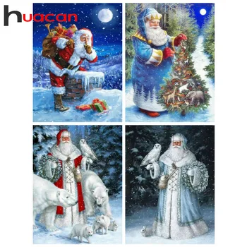 

Huacan 5d Diamond Painting Full Drill Christmas Diamond Embroidery Square Rhinestones New Arrival Santa Claus Home Decoration