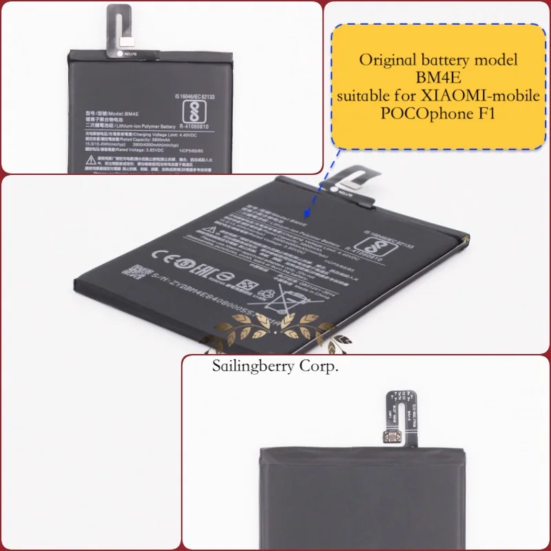

Original battery suitable for XIAOMI-mobile POCOphone F1 with battery model BM4E（It is safe to check before placing order）