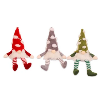 

3PCS Santa Claus Snowman Elf Christmas Ornaments with Lights Faceless Doll Plush Doll Favor Party Decoration for Family