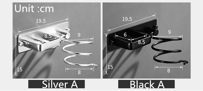 Настенная Ванная комната черный Фен держатель пространство алюминиевая подставка для выпрямителя волос хранения ванная комната полка аксессуары