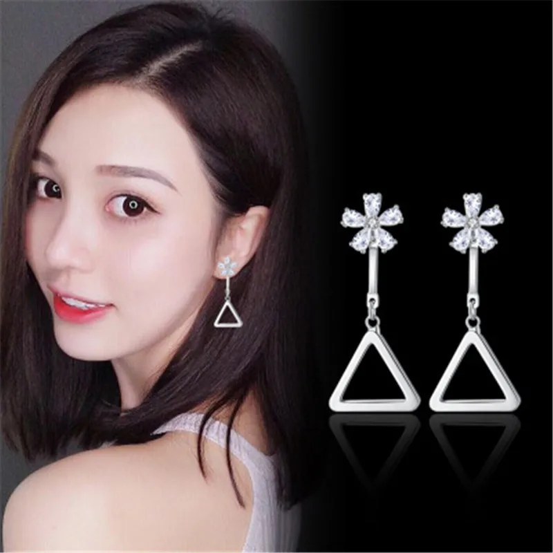 

VOHE Fashion Triangle Earrings for Women Wedding Jewelry Earings Long Chain Ear Drop Dangle Earrings Gift