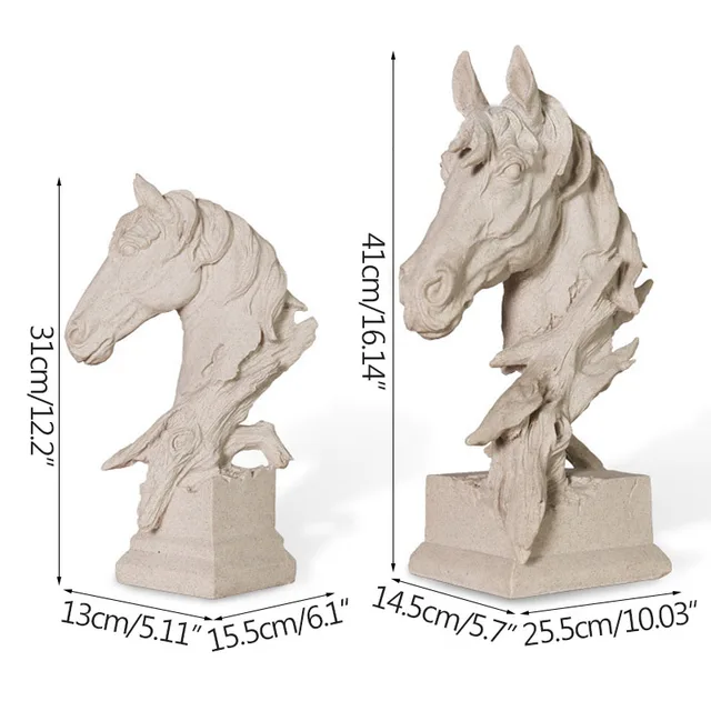 Home Decor Horse Statue Antique Horse Head Sculpture Living Room Display Figurines Handcrafts