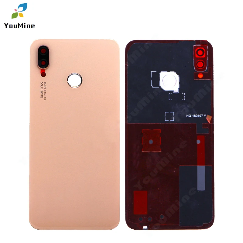 Для huawei P20 Lite задняя батарея задняя крышка корпус стеклянная панель+ камера+ отпечаток пальца для huawei Nova 3e Батарейная дверь