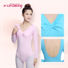 Ballet Bodysuit For Girls Long sleeves Women's Gymnastics Practice Leotard Ballerina Dancewear Justaucorps Built-in Bra