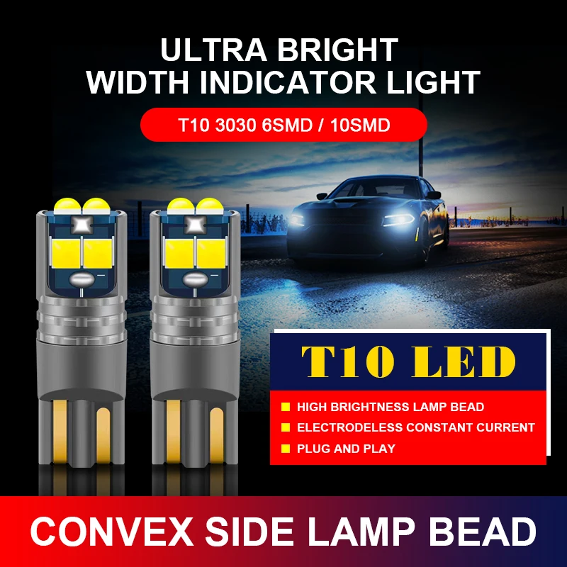 LED Bulbs 2pcs T10 LED W5W LED Bulbs 194 168 Canbus Error Free Auto Lamp 12V 6000K Auto Wedge Parking Bulbs White Red Yellow Blue led lights led car lights