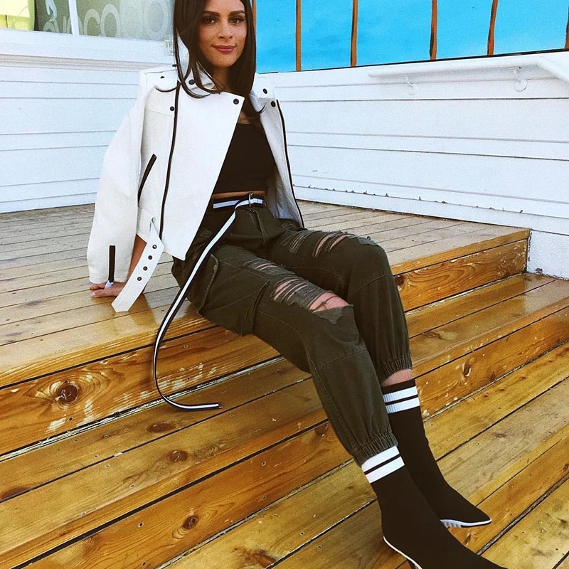 Европейские и американские уличные Молодежные модели с дырками из красного дерева комбинезоны модные с высокой талией луч повседневные брюки женские