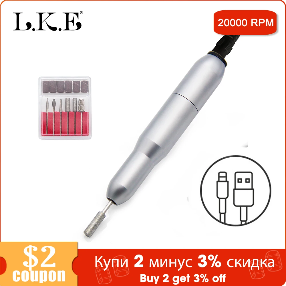 Электрическая фреза для ногтей LKE 20000 ОБ/мин USB Алмазная педикюра Maniure