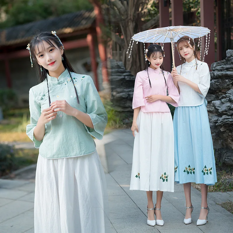 

Photo Shoot 2020 Spring And Summer Cotton Linen Slim Fit Cheongsam Small Coat the Republic of China-Style Hipster Best Friend Tw