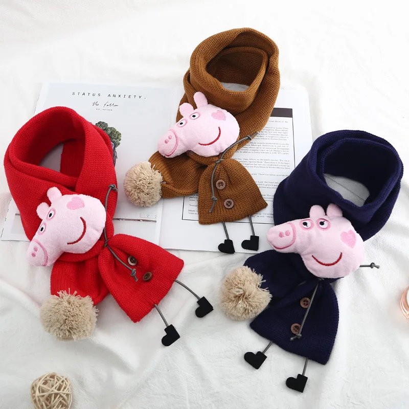 Peppa плюшевая игрушка свинка шарф милый детский шарф осень зима шарф ветрозащитный Теплый вязаный шарф свинка Пегги ребенок подарок на день рождения