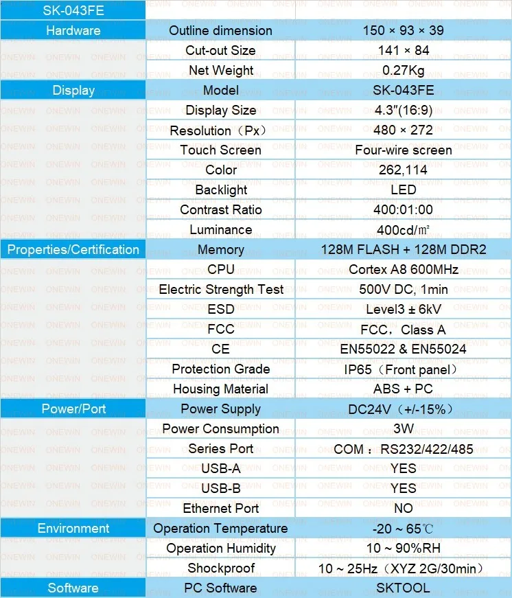 Samkoon HMI Сенсорный экран SK-043FE 4,3 дюймов USB хост человеческая машина интерфейс дисплей заменить SK-043AE