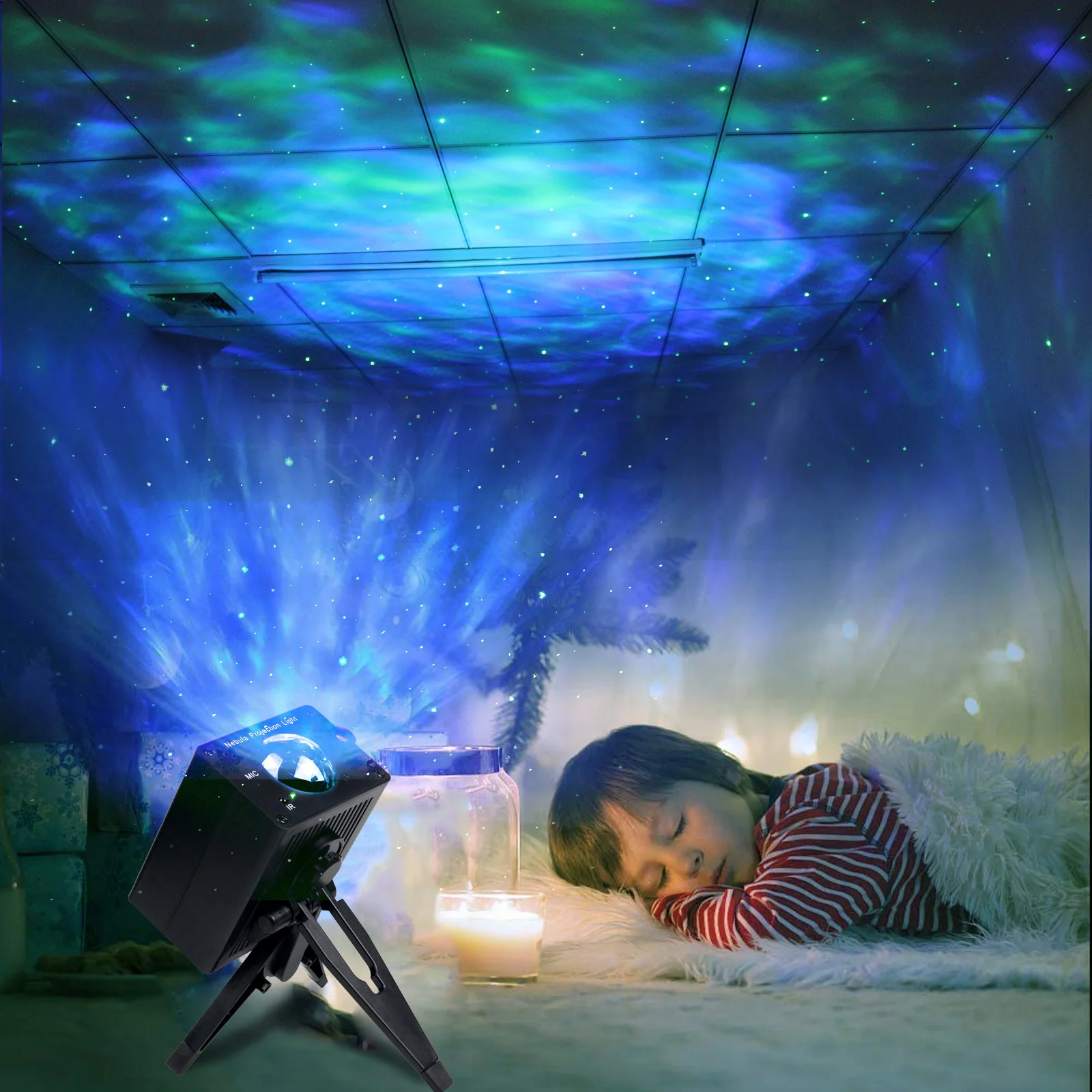 Led Aurora sky projection light colorful remote control dream rotation romantic full star water grain small night | Электроника