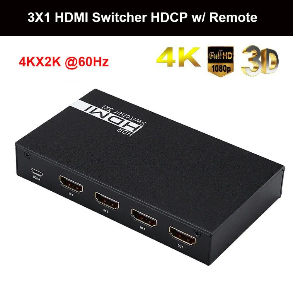 3 в 1 выход видео HDMI аудио коммутатор 1080P 60 Гц 7.1CH 4 к x 2 HD для PS3 PS4 HDTV DVD Xbox360| |