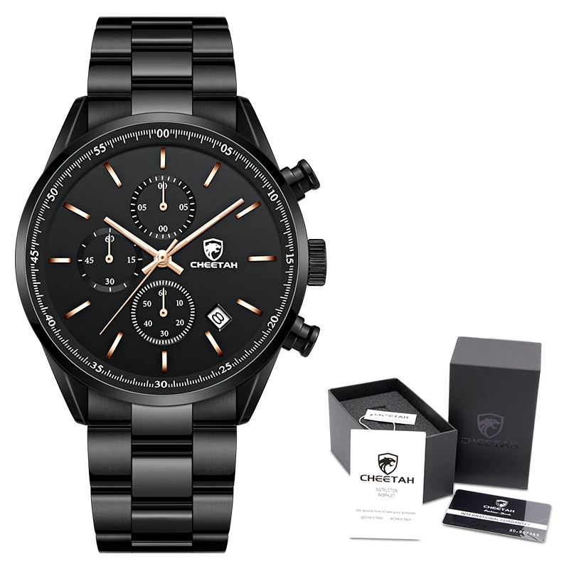 New CHEETAH Watches for Men Top Brand Luxury Fashion Business Quartz Men’s Wristwatch Stainless Steel Waterproof Sports Clock 