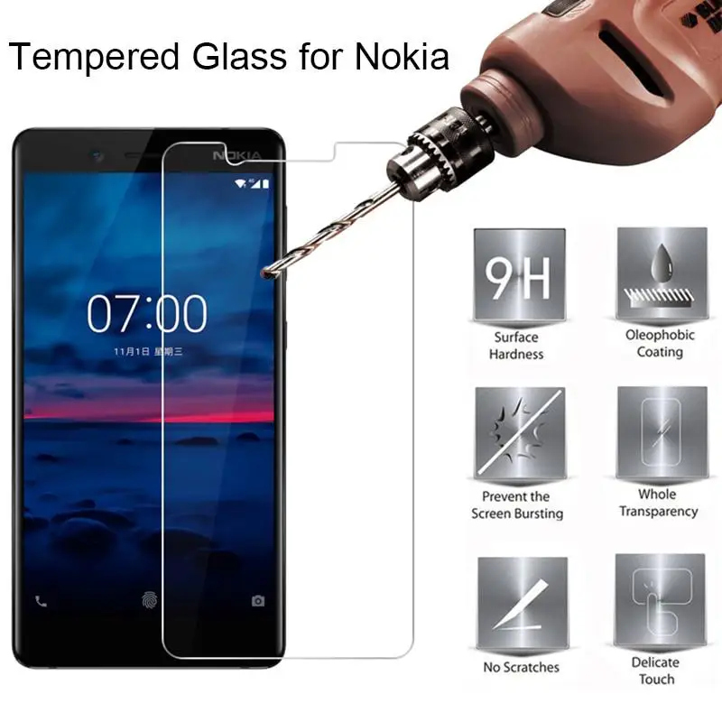 2 шт Стекло для Nokia 3 3,1 Plus Закаленное стекло Защитная пленка для экрана для Nokia 2,1 5 5,1 Plus 6 7 8 стеклянная пленка