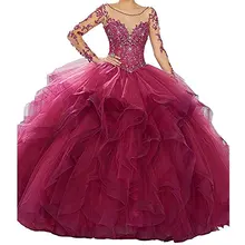 Классические платья с длинными рукавами vestidos de 15 anos пышные платья розового цвета для выпускного Бальное Платье милое бальное платье 16