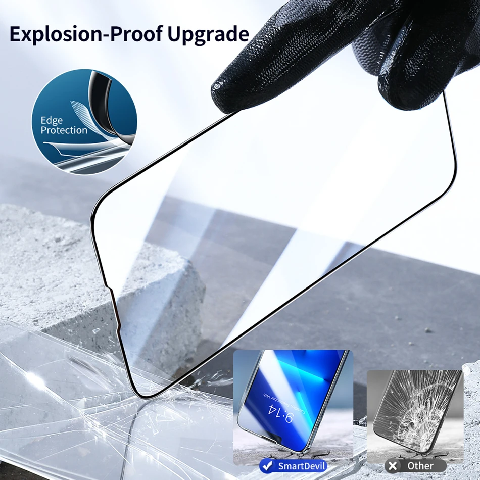 60D 4PCS Full Cover Protective Glass on For iphone 12 X XS XR Tempered Glass Iphone 13 11 Pro Max Protection Screen Protector