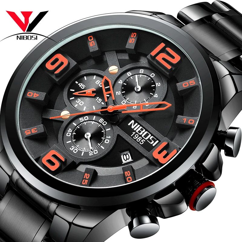 Billig NIBOSI Quarz Sport Uhren Für männer Uhr Luxus Marke Wasserdichte Militär Armee Uhr Edelstahl Große Uhr Männlich business
