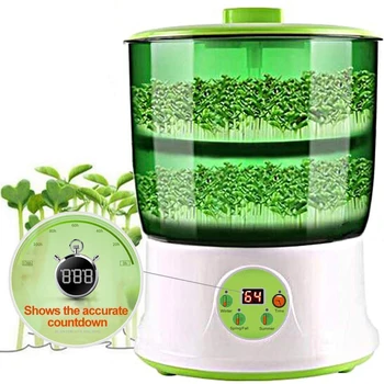 

US 110V Automatic Bean Sprouts Machine largecapacity LED Seed Grow Growing Tool