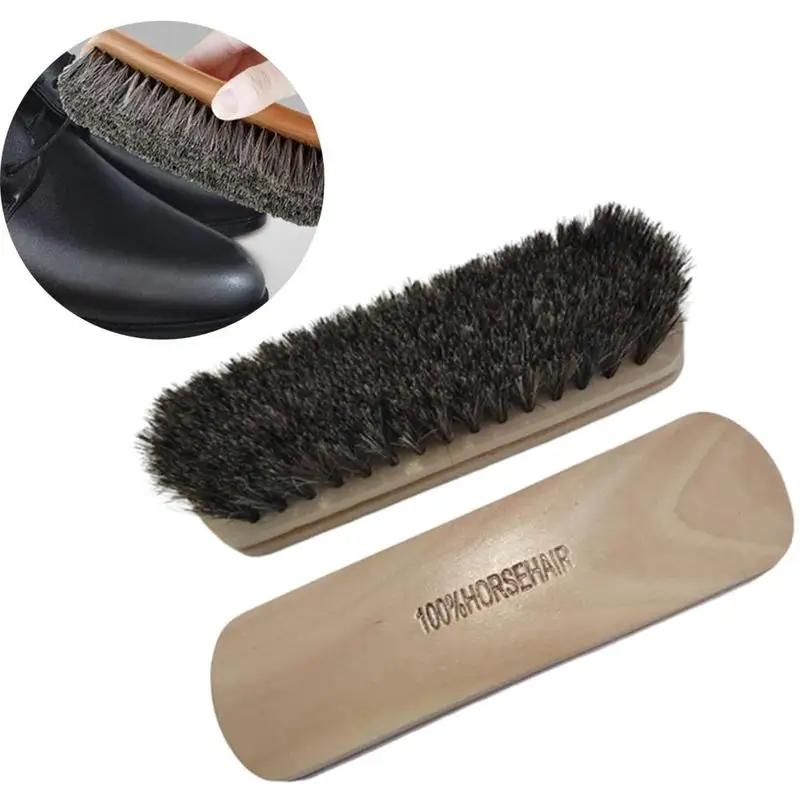Деревянная щетка для обуви, ручка из натуральной щетины, конский волос, щетка для чистки обуви, инструмент для полировки, инструмент для чистки