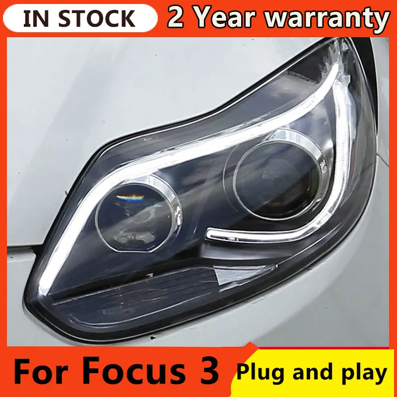 

Автомобиль Стайлинг для Ford Focus фары 2012-2014 Focus 3 светодиодный фары DRL Hid фара ангельский глаз Биксеноновые аксессуары