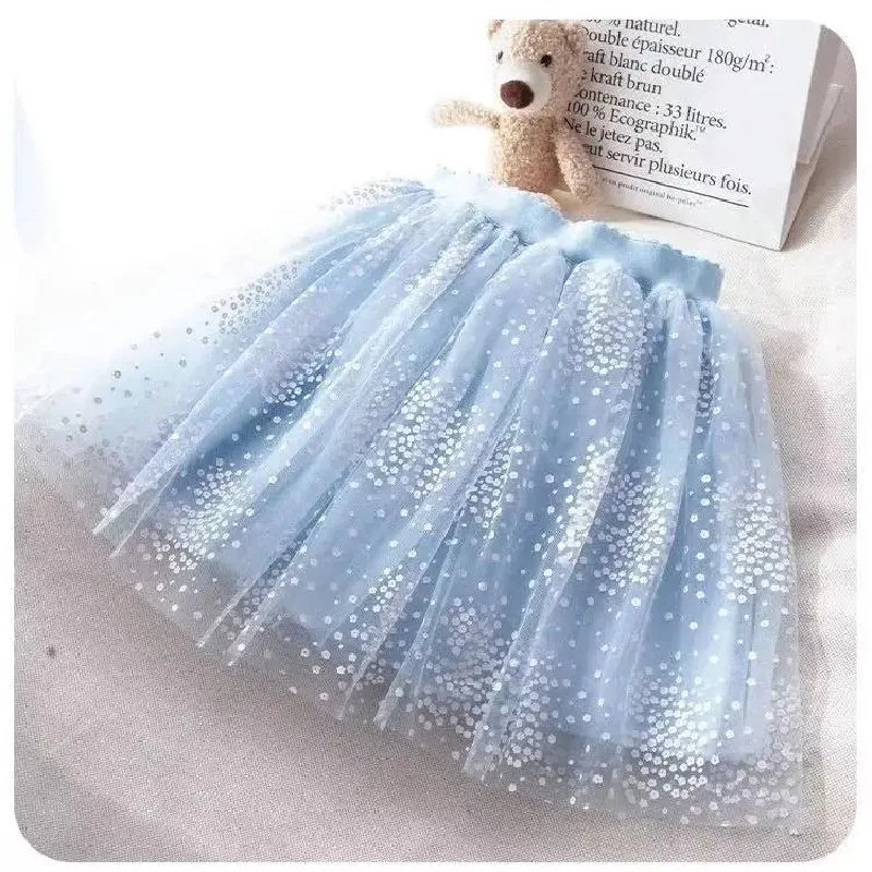 

Hot White Skirt Mesh Tutu Pleated Lovely Mini Skirt Baby Girl Clothes Summer Korean Pompous Lovely Princess Skirt 4-12 Year Old