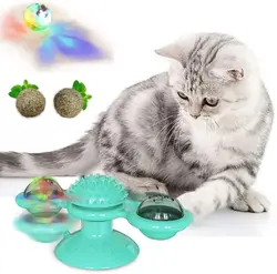 Cat Windmill Toy Interactive Funny Massage Rotatable Cat Toys with Catnip LED Ball Teeth Cleaning Cats Puzzle Training Toy Cat Windmill Toy Interactive Funny Massage Rotatable Cat Toys with Catnip LED Ball Teeth Cleaning Cats Puzzle Training Toy