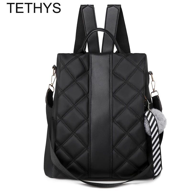 

TETHYS Black Backpack Women Anti Theft Backpack Designer Bagpack Women High Quality Leather School Bags for Teenage Girls Bolsos