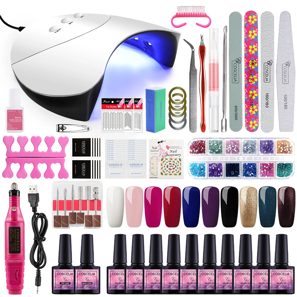 36W Drill Nail Set02 Набор для наращивания ногтей набор для маникюра Гель-лак для ногтей маникюрные инструменты набор УФ светодиодная лампа для ногтей сушилка Цвета Гель-лак для ногтей DIY Инструменты Набор для ногтей набор гель-лака - Цвет: 36W Drill Nail Set02