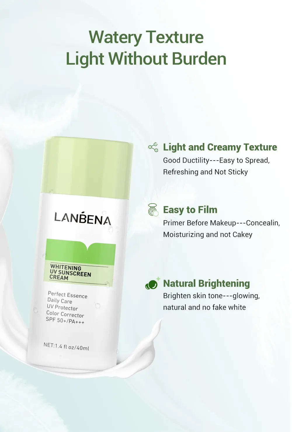 Lanbena Green Whitening Uv Sunscreen Cream Spf50+++ 40Ml H7Cb741776D2940C59Ceed49Ee5Db2D5Br