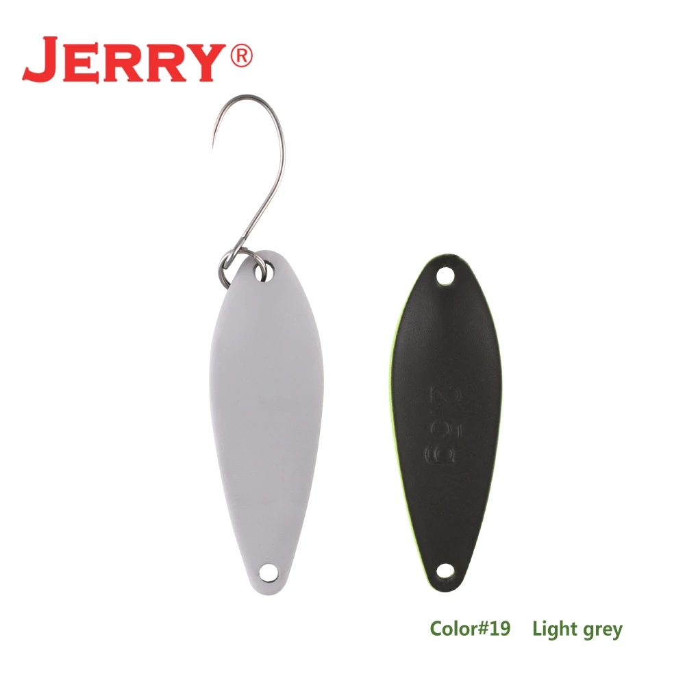 Jerry 1 шт., латунные рыболовные ложки pesca, яркие цвета, высокое качество, безделушки, форель, ложка, рыболовные приманки - Цвет: Light grey