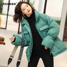 NEEDBO пуховое пальто, зима, большой размер, корейский стиль, стоячий воротник, женские пуховики, ультра светильник, зимняя куртка, пальто, пуховик, парка