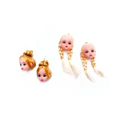 Креативные желтые волосы кукла голова Игрушка Висячие серьги модные украшения для женщин девочек